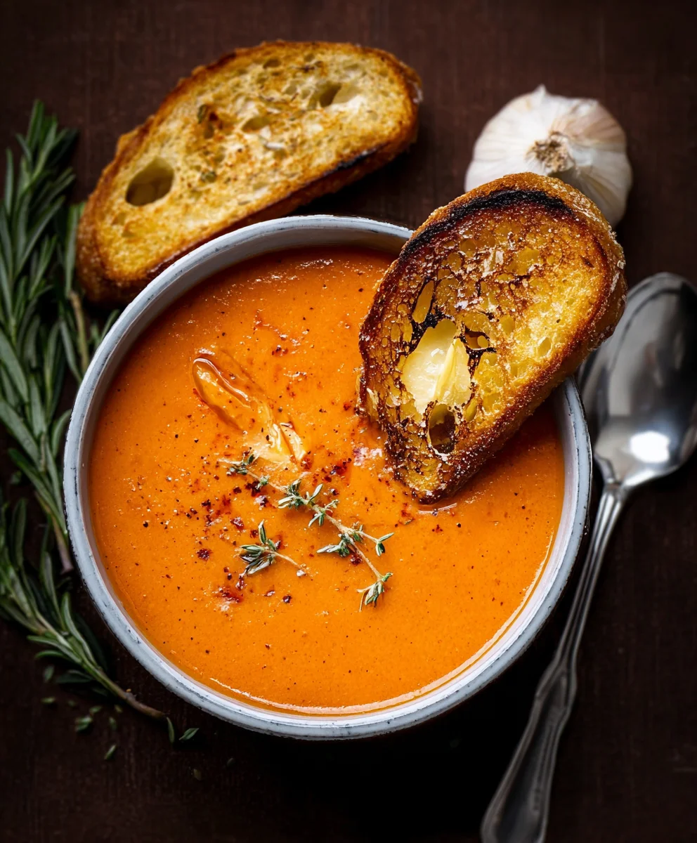 Creamy Roasted Garlic Tomato Soup - Easy Comfort Food