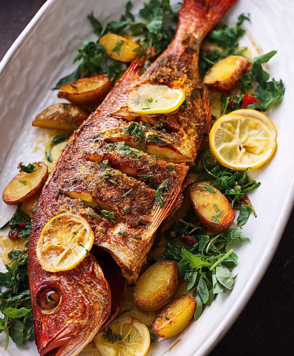 Oven Baked Whole Yellowtail Snapper-Easy Healthy Recipe