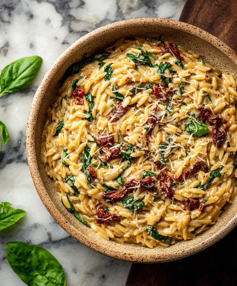 Creamy Tuscan Orzo- Easy Dinner Recipe