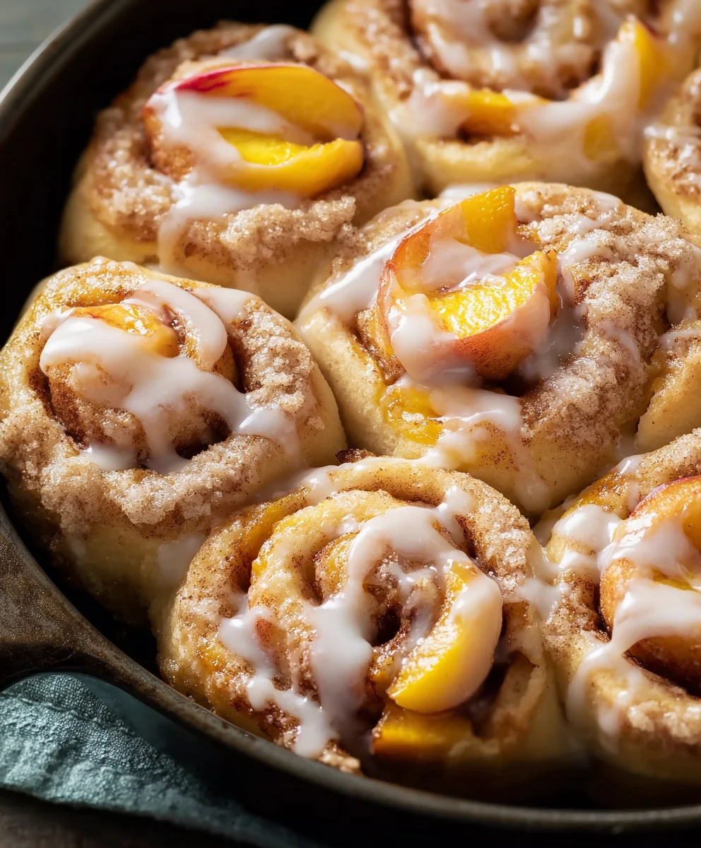 Peach Cobbler Cinnamon Rolls - Easy Dessert Recipe