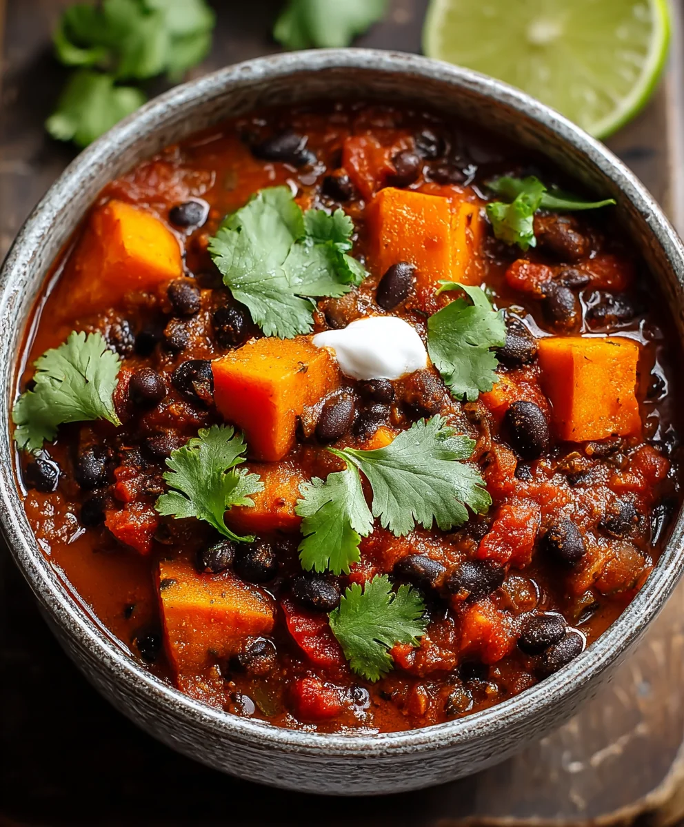 Hearty Sweet Potato Black Bean Chili - Easy & Delicious