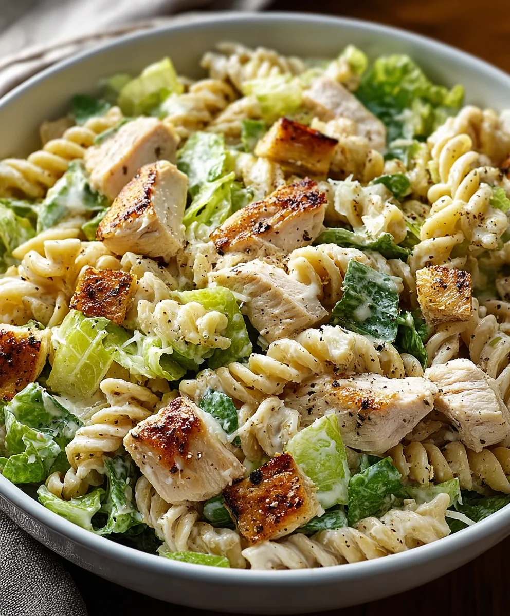 Easy Chicken Caesar Pasta Salad Recipe