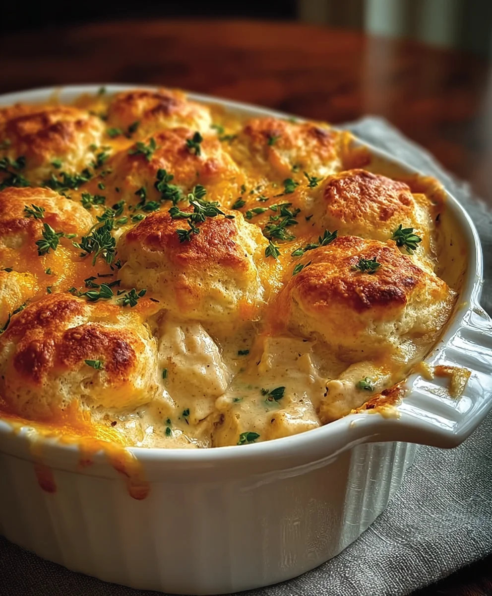 Creamy Chicken Biscuit Bake- Easy Comfort Food Recipe