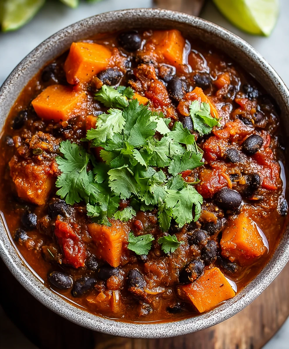 Hearty Sweet Potato Black Bean Chili - Easy & Delicious