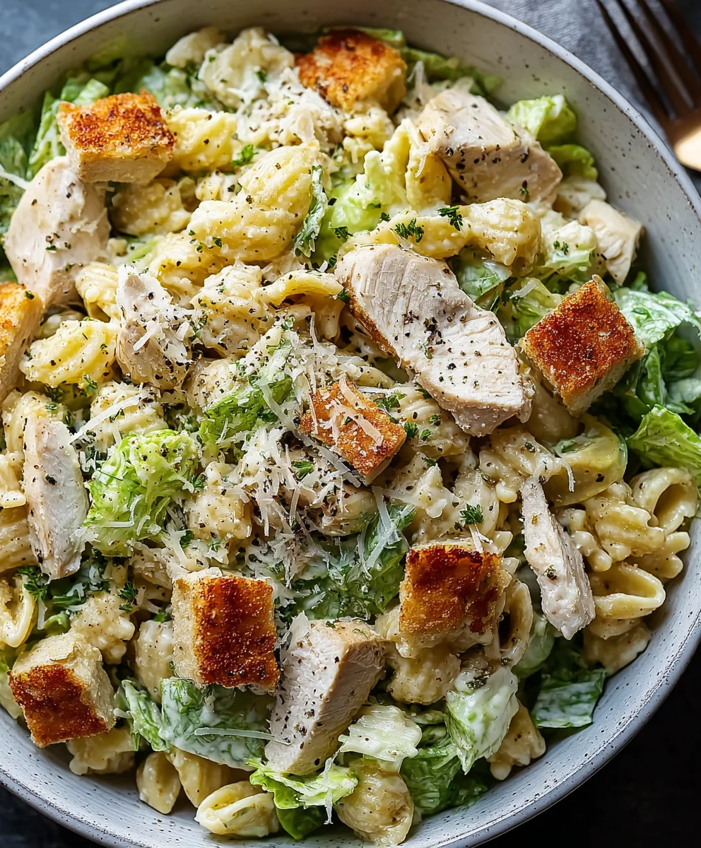 Easy Chicken Caesar Pasta Salad Recipe