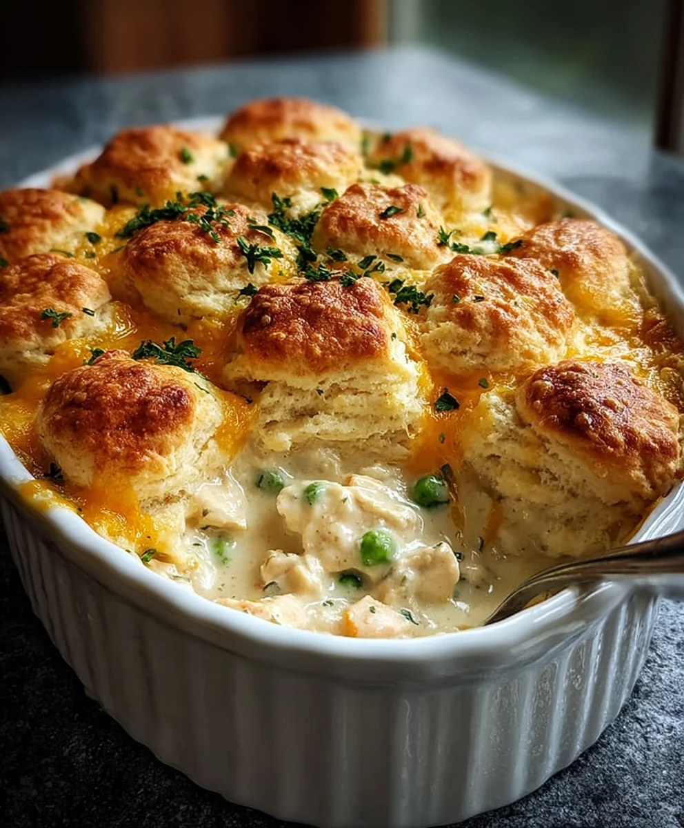 Creamy Chicken Biscuit Bake- Easy Comfort Food Recipe