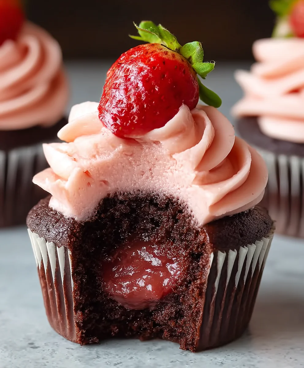 Decadent Chocolate Strawberry Cupcakes-A Sweet Treat