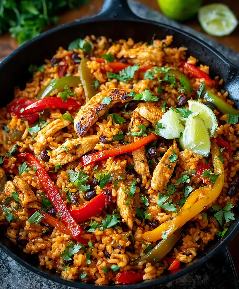 Easy One-Pan Beef Fajita Rice Bowls