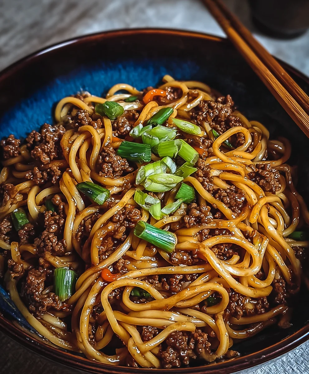 Mongolian Ground Beef Noodles - Easy & Flavorful Dish