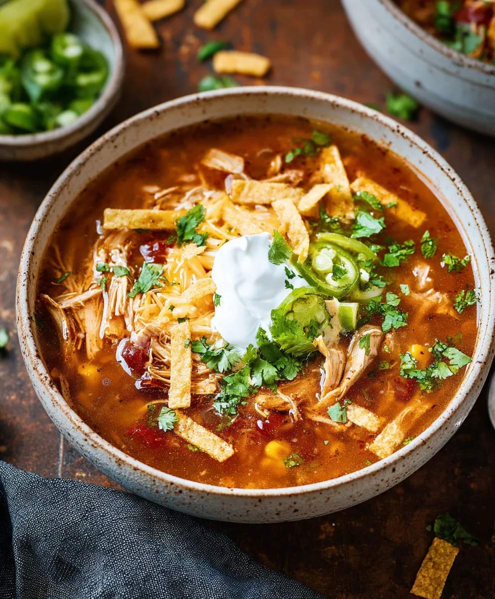 Easy Crockpot Chicken Tortilla Soup Recipe