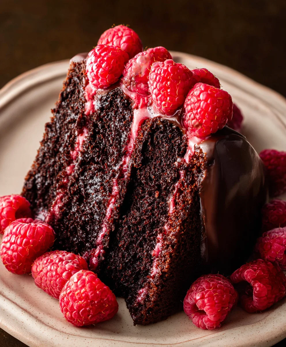 Decadent Chocolate Raspberry Cake-Easy Recipe