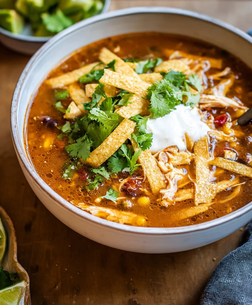 Easy Crockpot Chicken Tortilla Soup Recipe