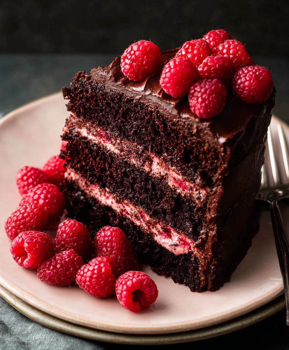 Decadent Chocolate Raspberry Cake-Easy Recipe