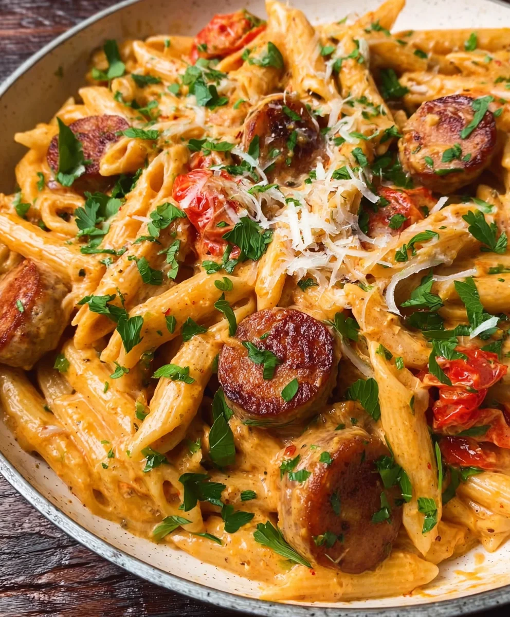 Creamy Cajun Beef Sausage Pasta - Minutes