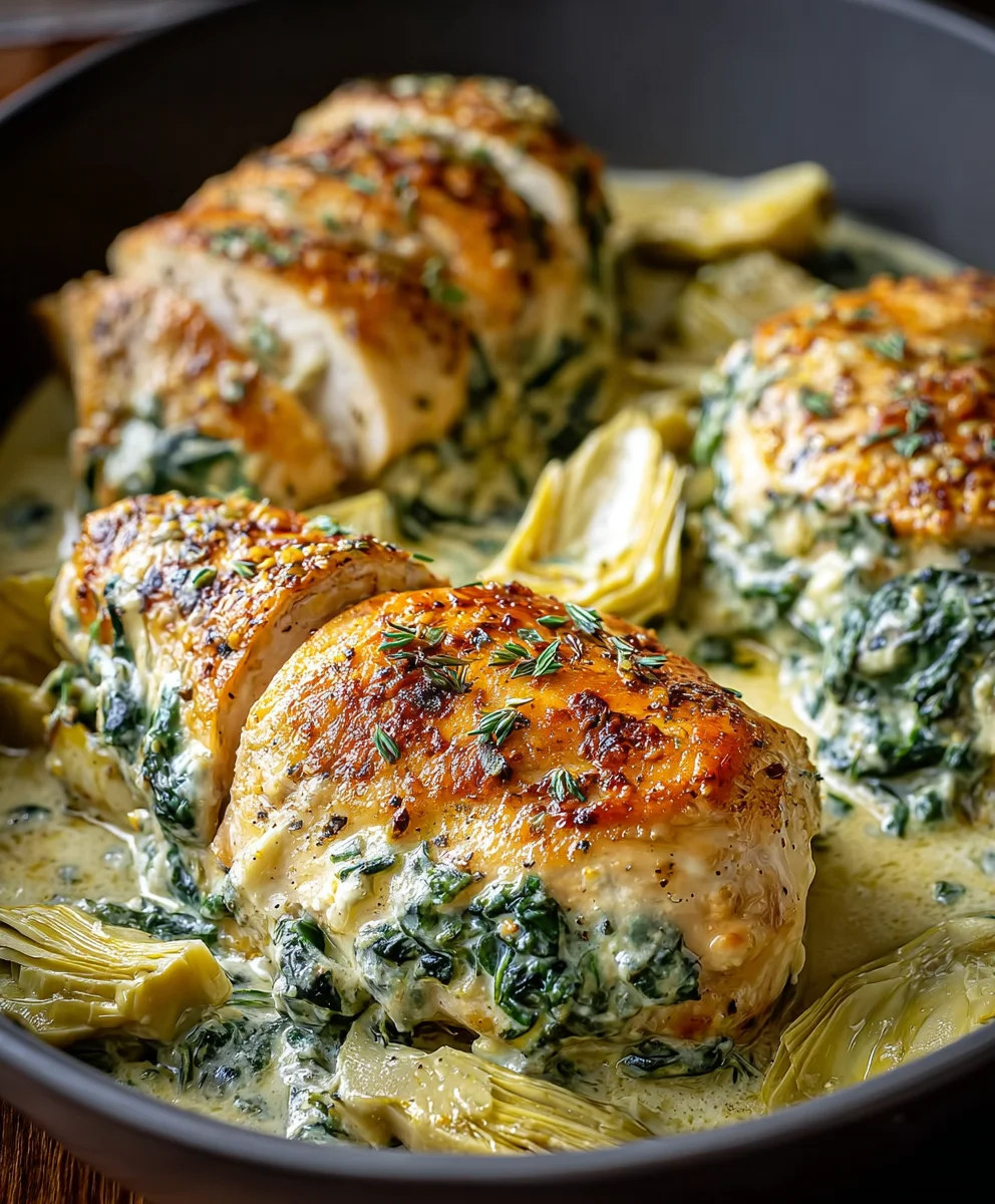 Spinach Artichoke Chicken Bake- Deliciously Creamy