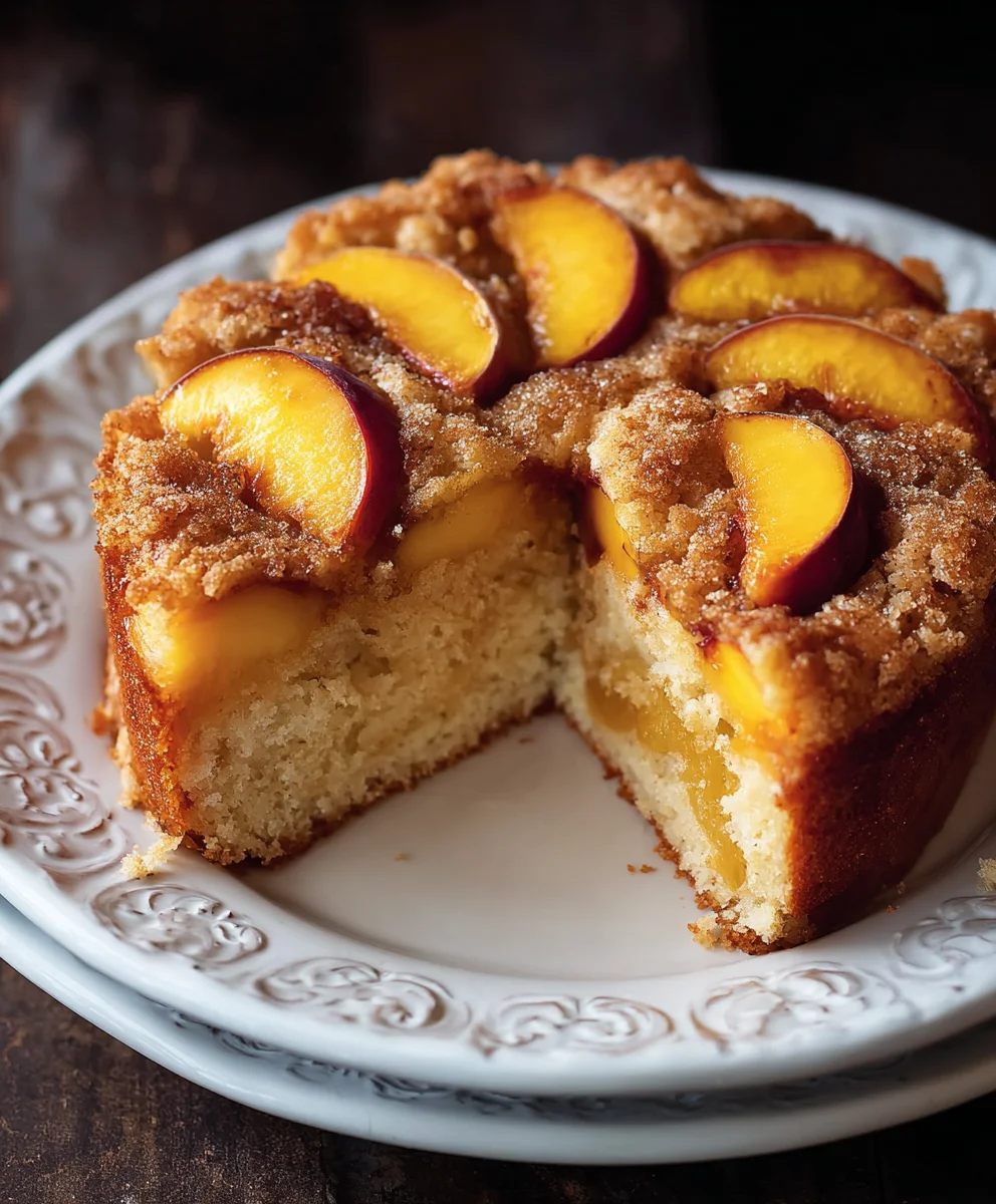 Vegan Peach Coffee Cake - Deliciously Moist