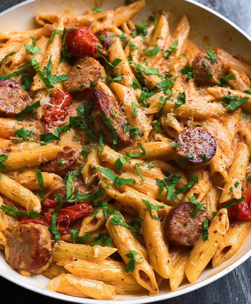 Creamy Cajun Beef Sausage Pasta - Minutes