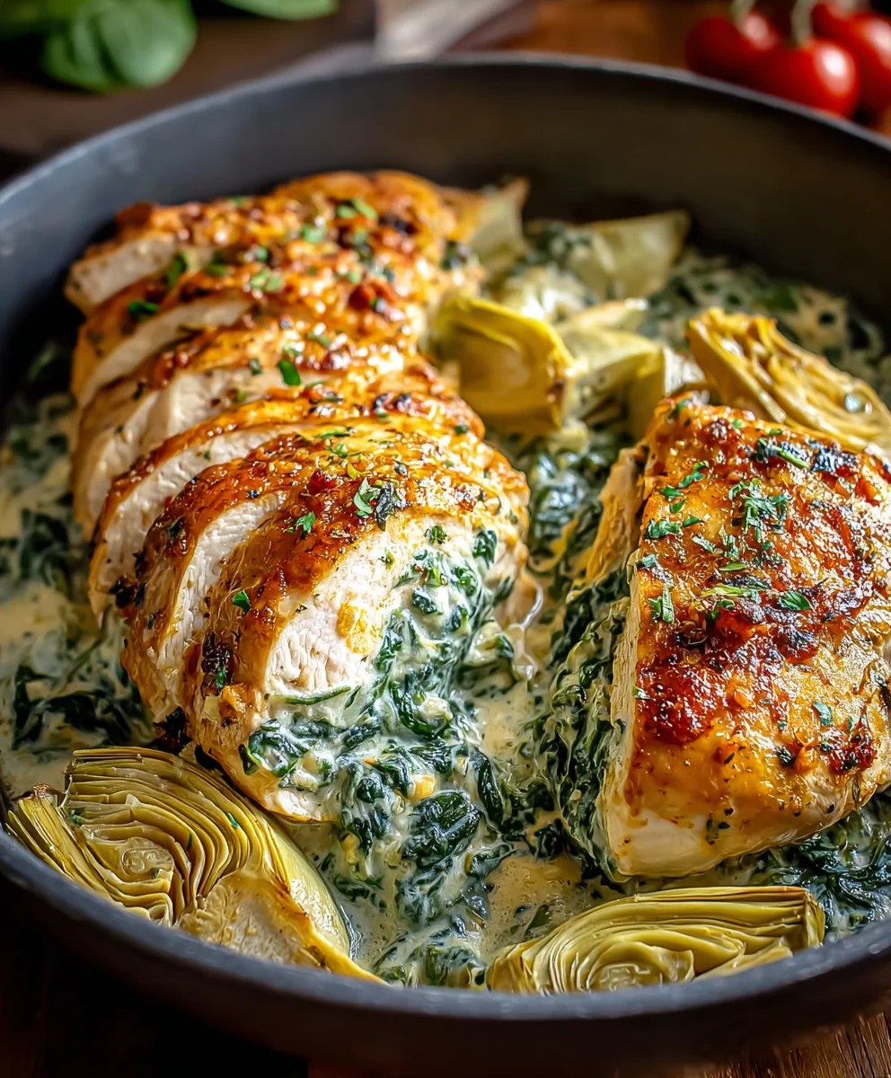 Spinach Artichoke Chicken Bake- Deliciously Creamy