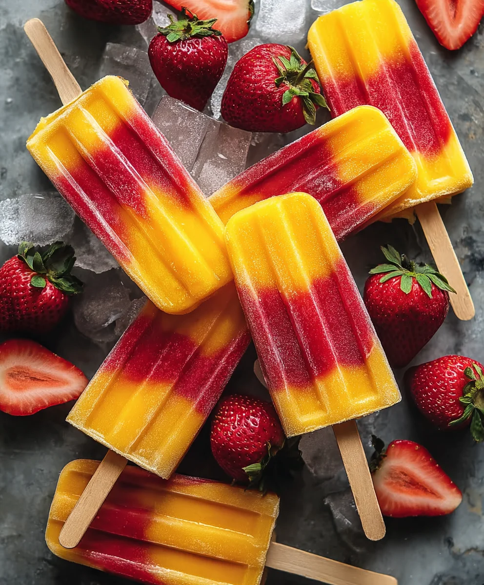 Fresh Strawberry Mango Popsicles-Easy Summer Treat