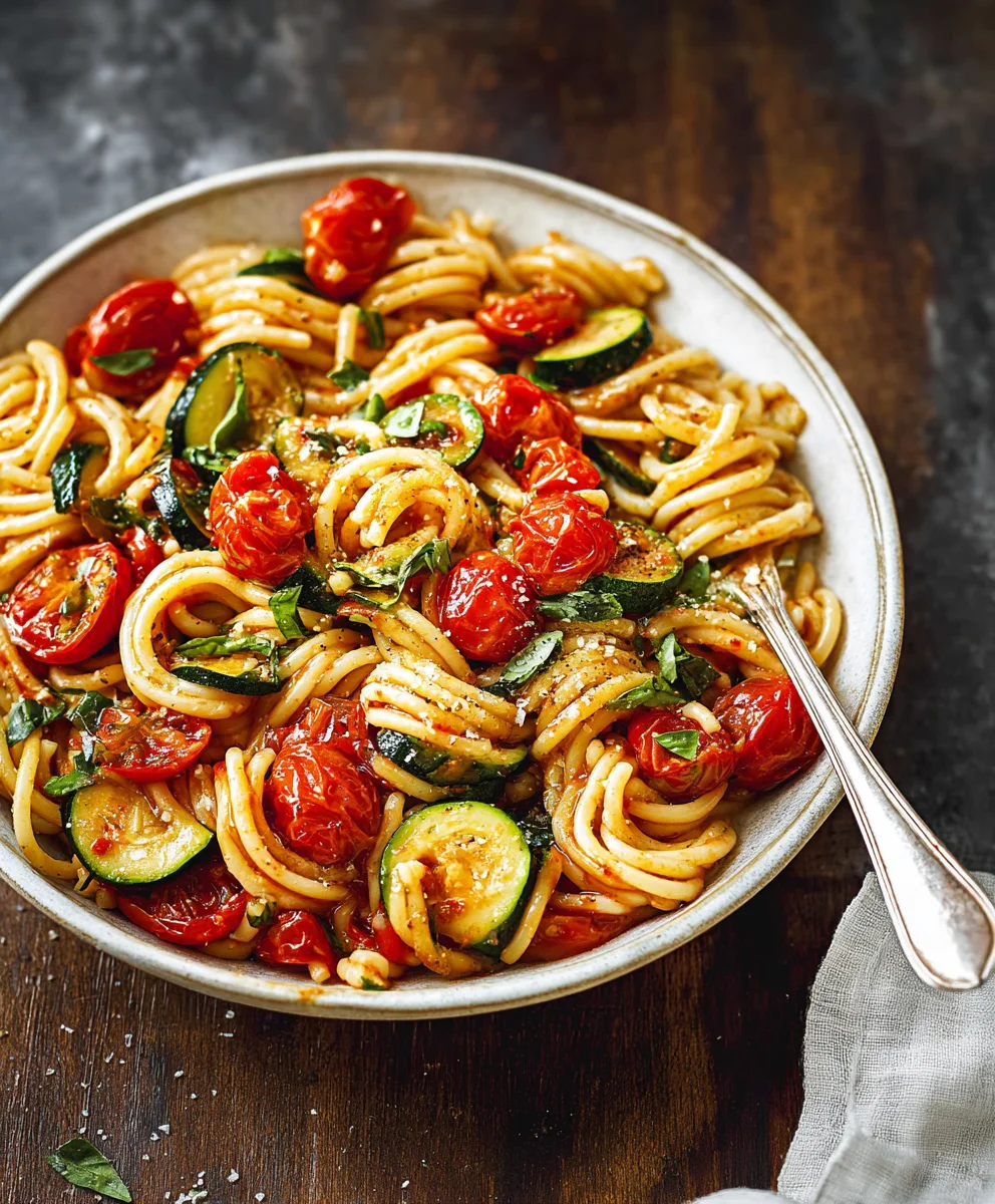 Healthy Tomato Zucchini Pasta Recipe-Quick & Easy Meal