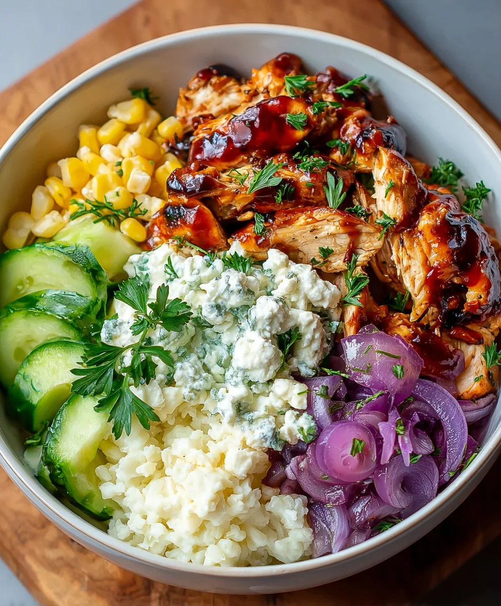 BBQ Chicken Cottage Cheese Bowl-Easy Healthy Meal