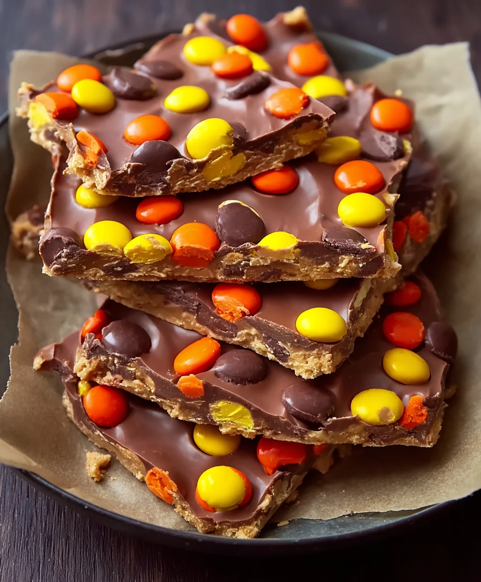 Reese's Pieces Peanut Butter Bark Recipe-Easy Treat
