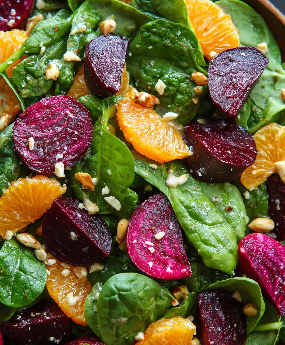 Easy Beet Salad Spinach Honey Mustard Lemon Dressing