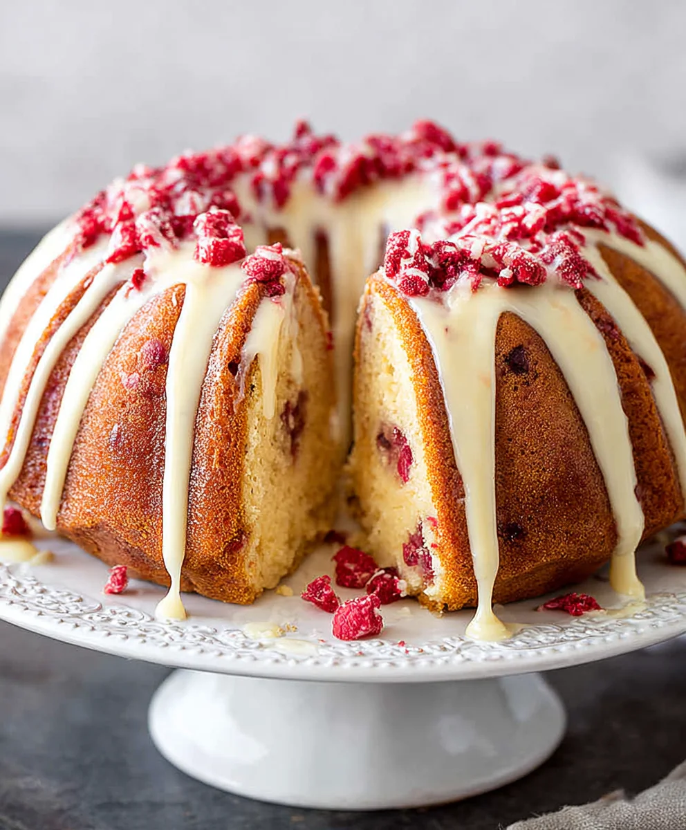 Raspberry White Chocolate Bundt Cake-Easy & Delicious Recipe