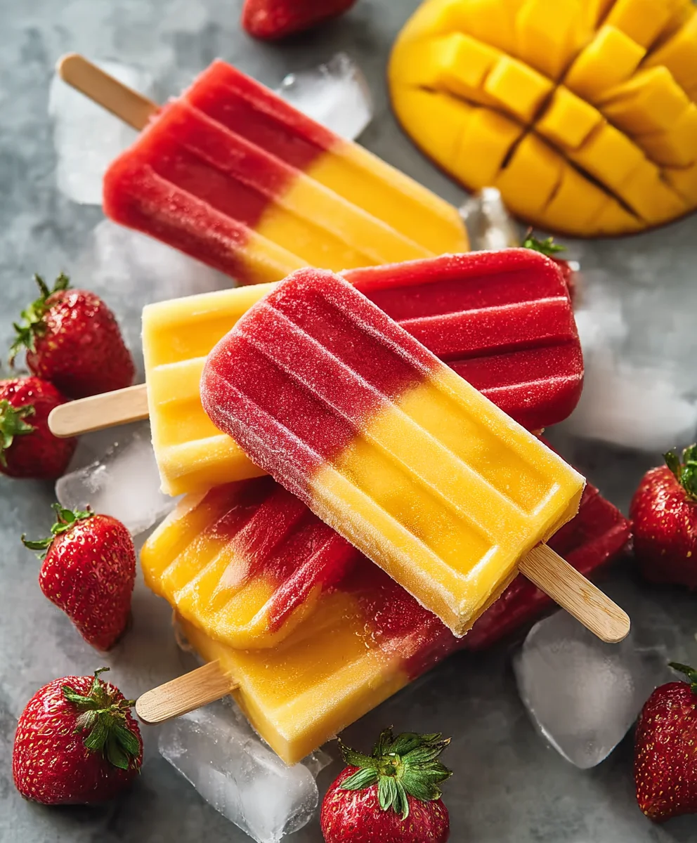 Fresh Strawberry Mango Popsicles-Easy Summer Treat