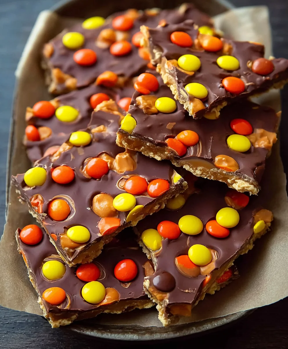 Reese's Pieces Peanut Butter Bark Recipe-Easy Treat