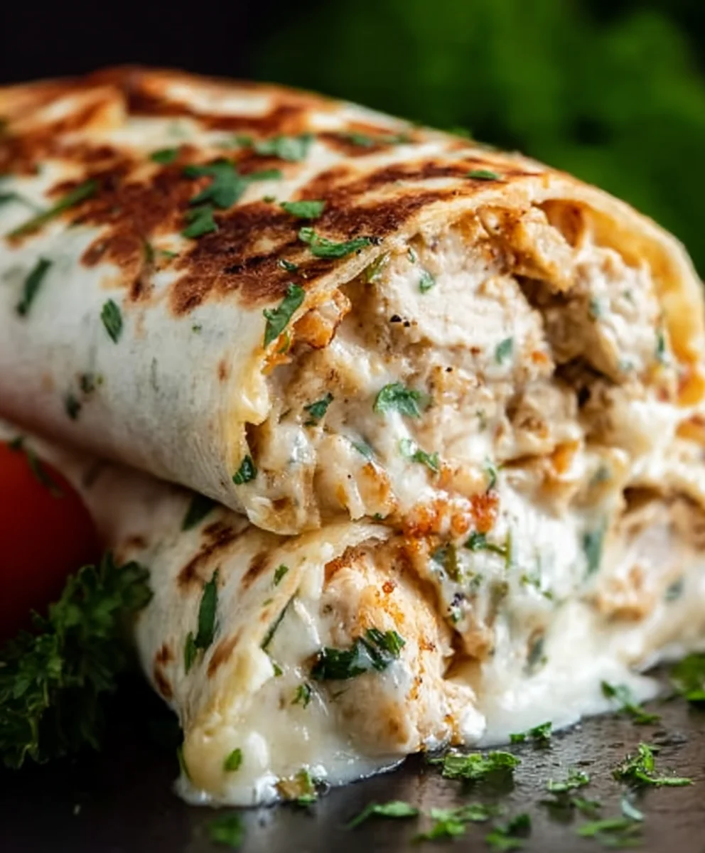 Cheesy Garlic Chicken Wraps - Easy & Delicious Recipe