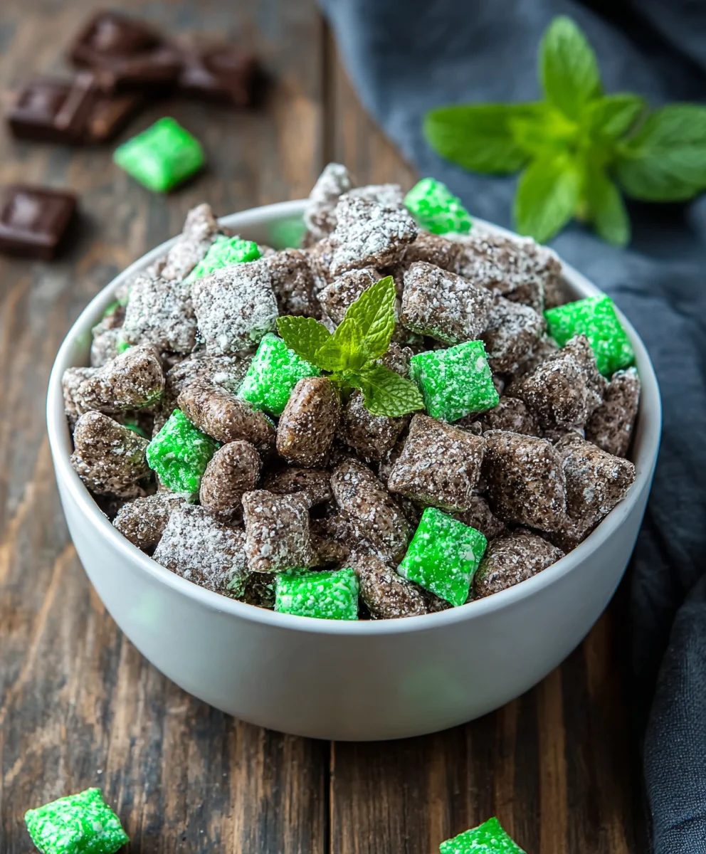 Mint Chocolate Muddy Buddies-Easy Snack Recipe