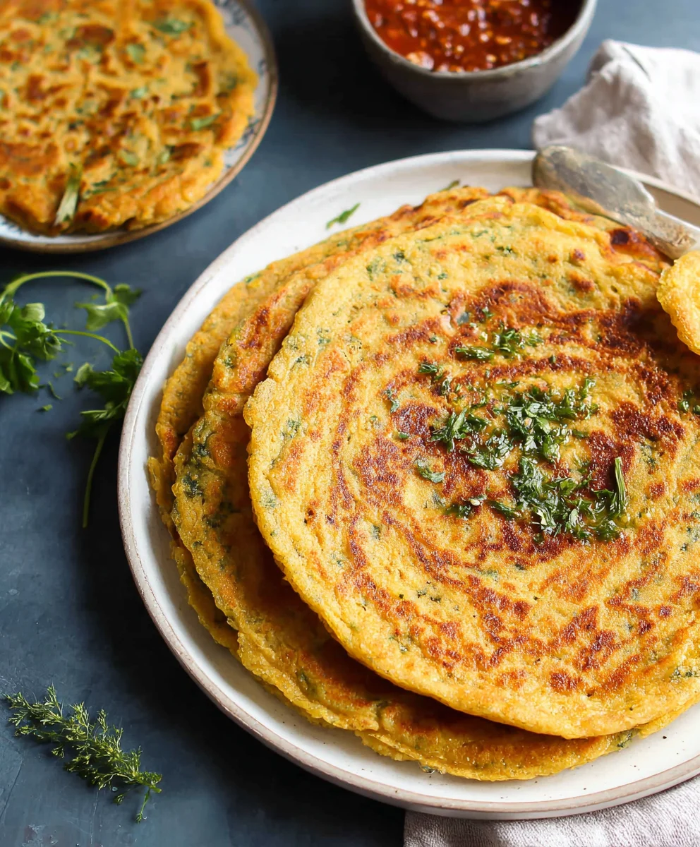 Masoor Dal Chilla - Delicious Savory Red Lentil Pancakes