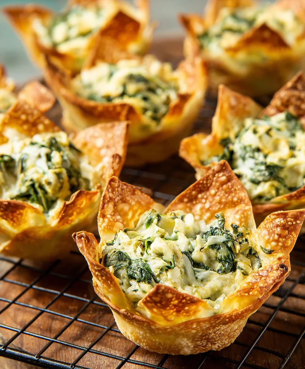 Spinach Artichoke Wonton Cups-Quick Appetizer