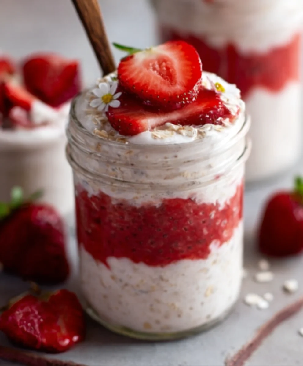 Strawberry Cheesecake Overnight Oats-Easy Healthy Breakfast