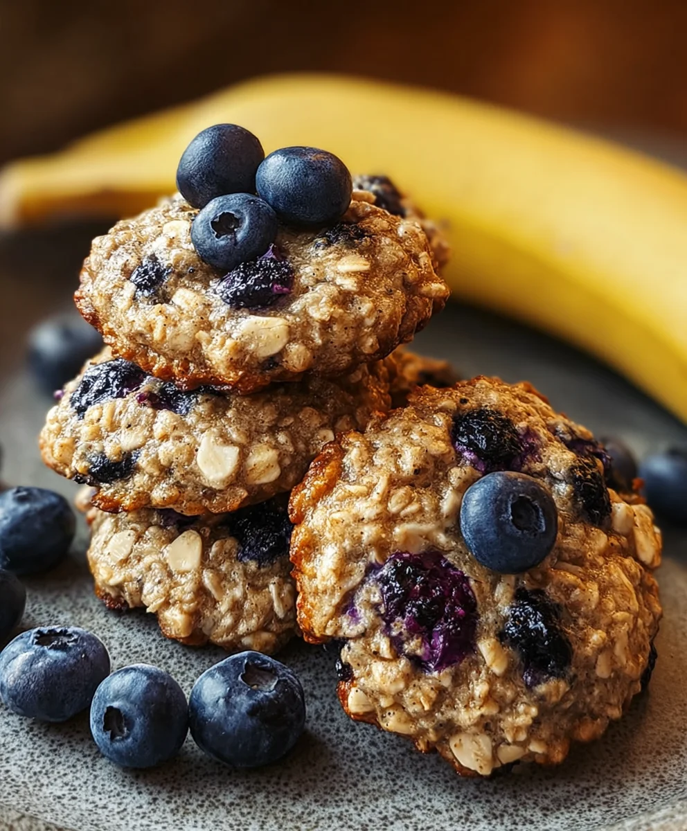 Easy Banana Blueberry Breakfast Cookies