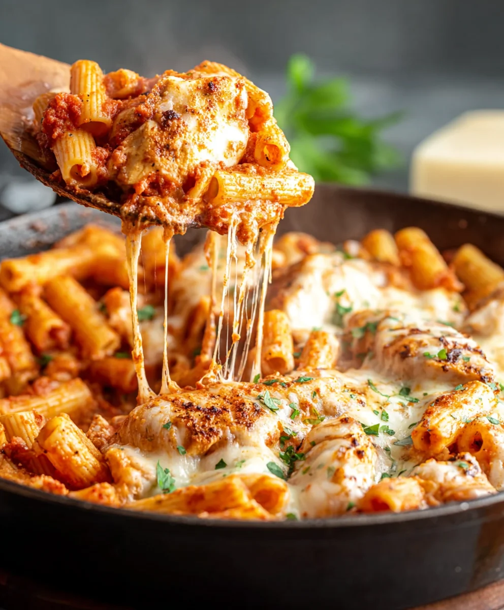 Easy Chicken Parmesan Pasta Skillet Dinner