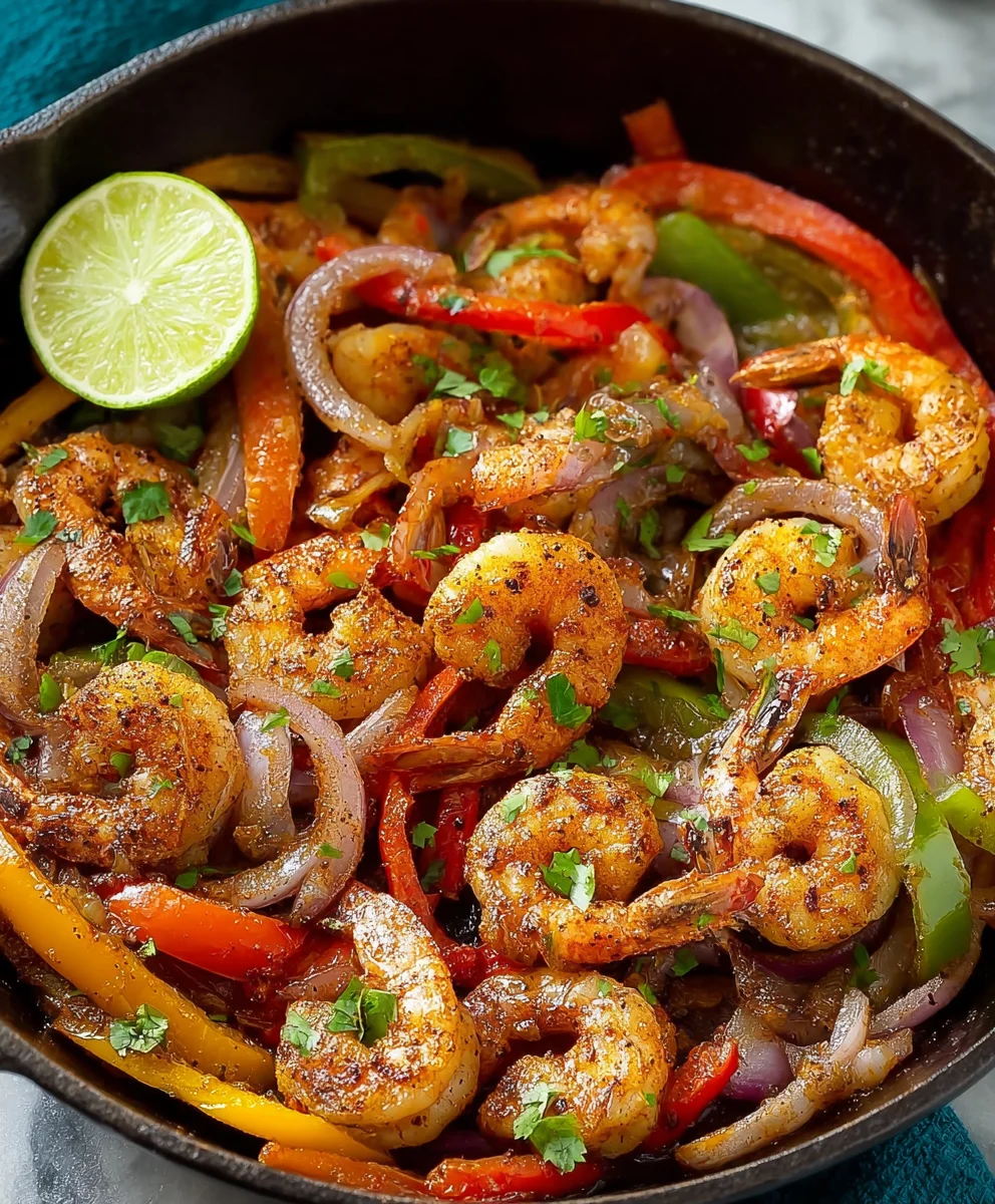 Quick Skillet Shrimp Fajitas- Easy & Delicious