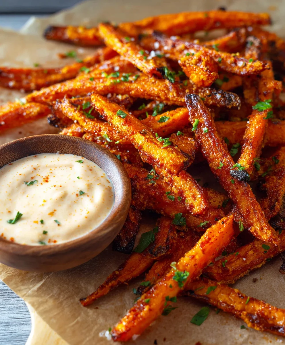 Baked Carrot Fries-Healthy Paprika Garlic Aioli