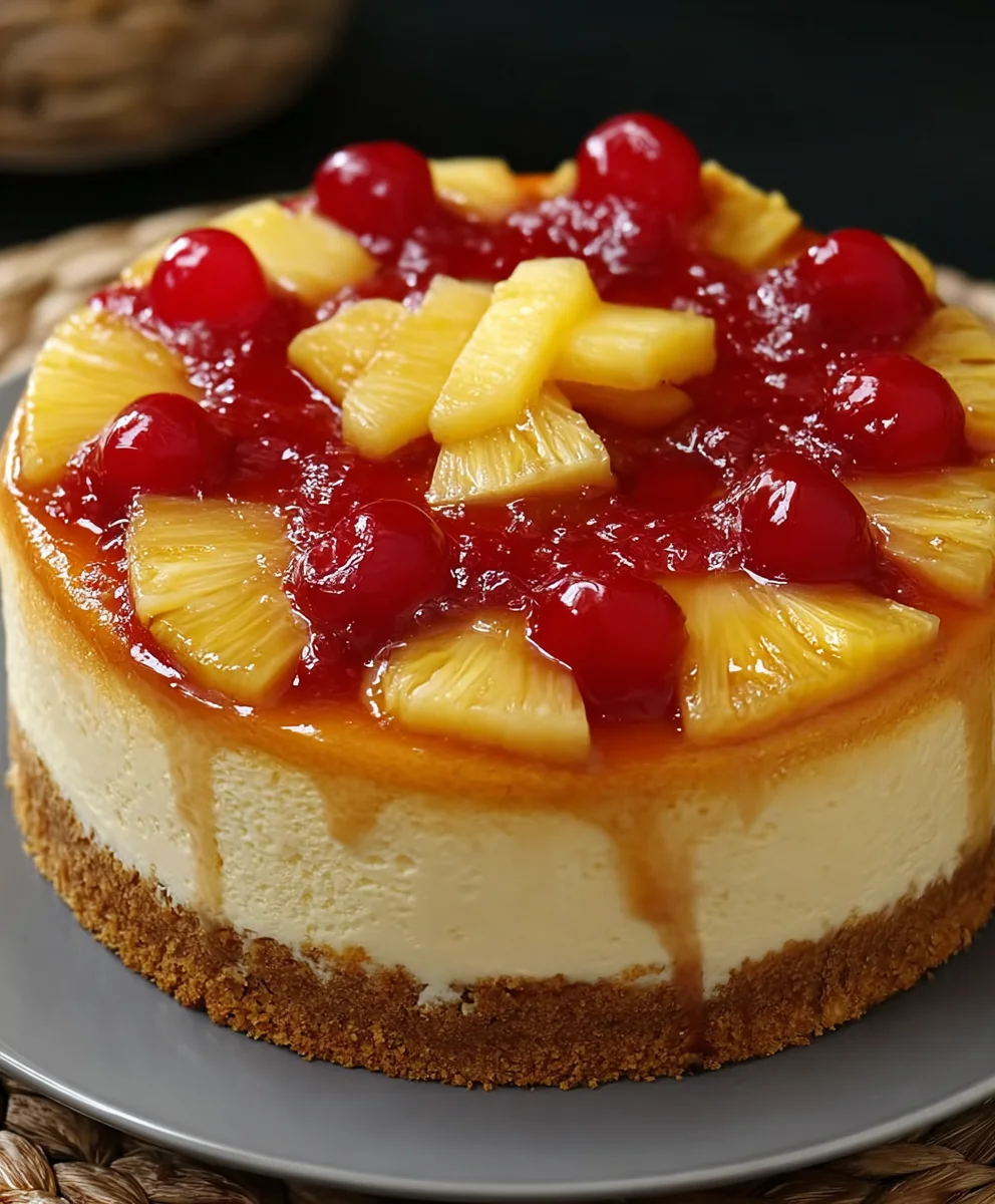 Pineapple Upside-Down Cheesecake - Easy Dessert