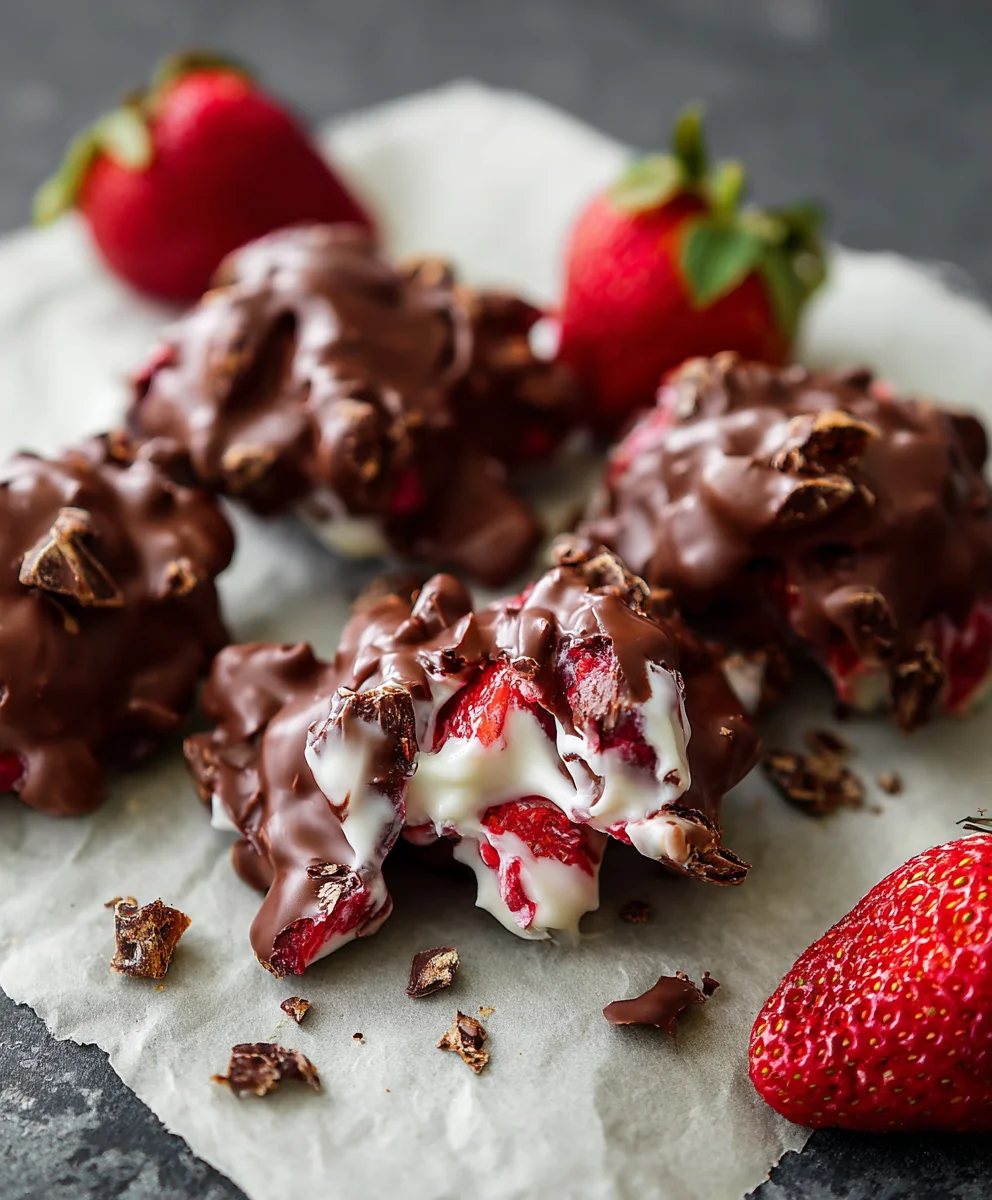 Easy Chocolate Strawberry Yogurt Clusters - Healthy Treat