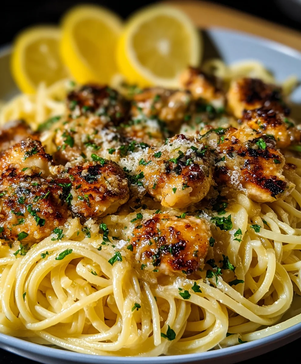 Lemon Garlic Butter Chicken Parmesan Linguine