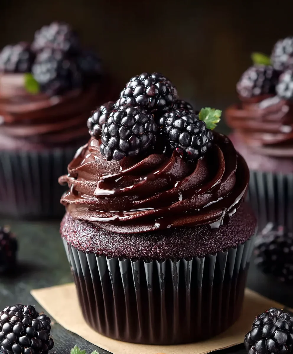 Dark Chocolate Blackberry Cupcakes Recipe
