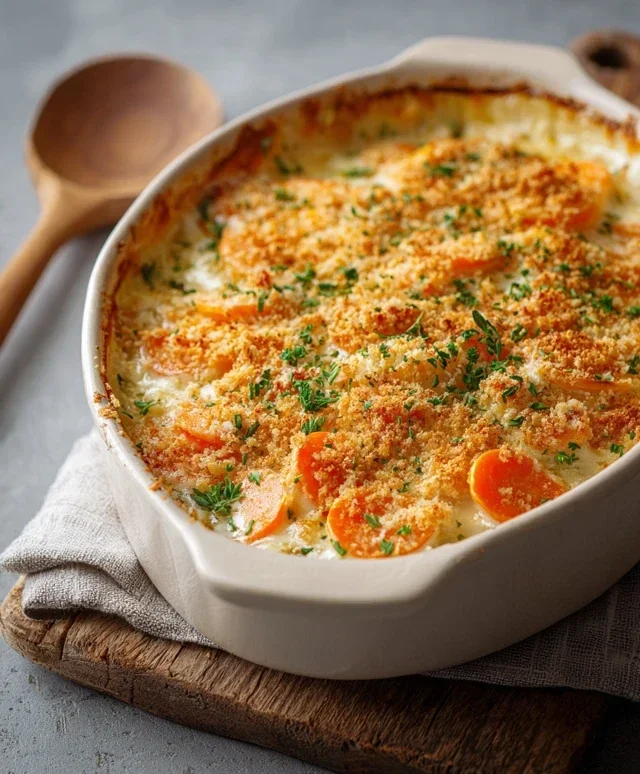 Cheesy Garlic Carrot Gratin – Creamy, Sweet & Savory