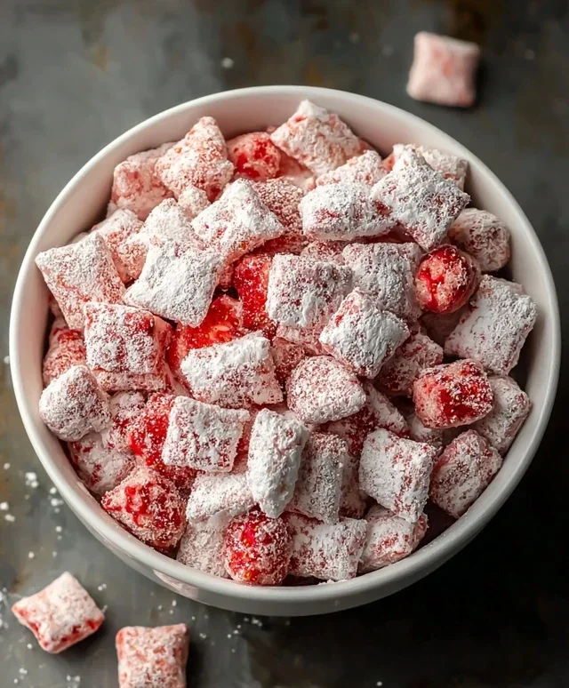 Easy Strawberry Shortcake Puppy Chow
