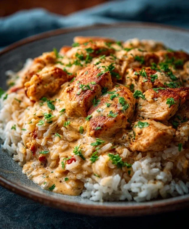 High Protein Creamy Cajun Chicken Rice