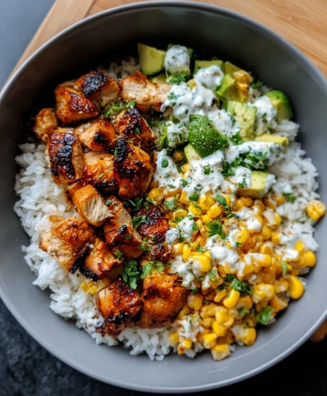 Street Corn Chicken Rice Bowl