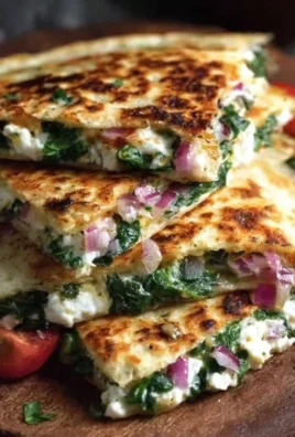 Mediterranean Quesadillas with Spinach, Feta, Mozzarella, and Red Onion