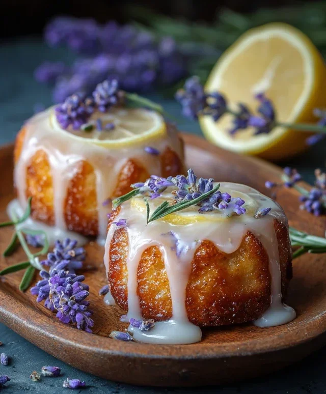 Mini Lemon Cakes With Lavender Glaze