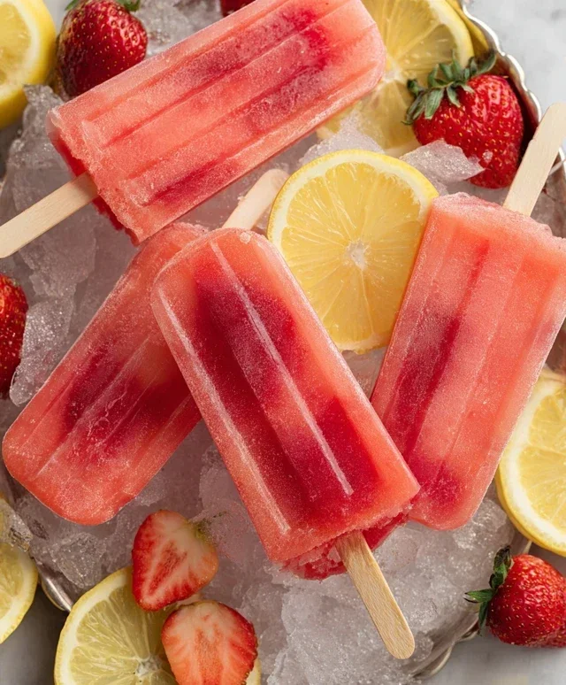 Strawberry Lemonade Popsicles